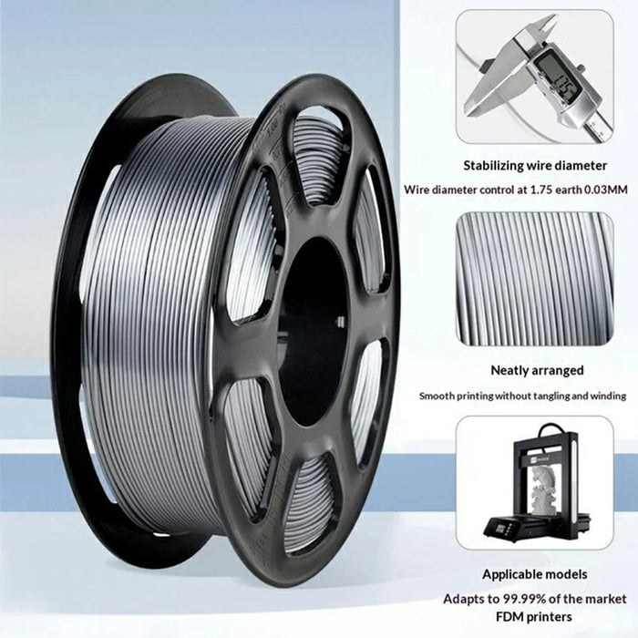 3D Printer Filament 1KG 1.75mm Silk PLA Material For FDM 3D Printing with Metal Like Texture - White - 5