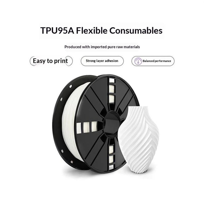 1.75mm TPU 95A Flexible 3D Printer Filament Low Temperature Resistant Printer Material Roll, 1kg Spool - White - 2