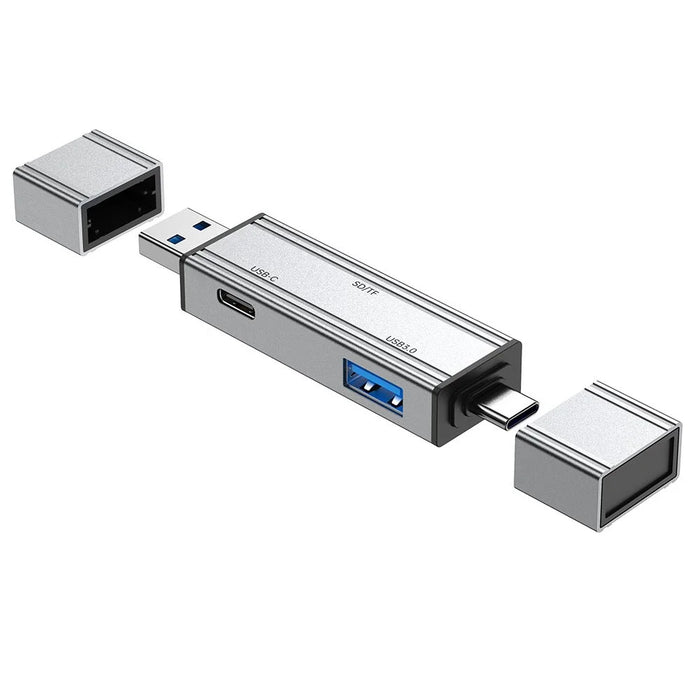 2607 4 in 1 USB-C USB 3.0 Card Reader SD TF Memory Card Adapter for Laptop Phone - Silver - 1