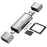 2608 USB 3.0 Card Reader 2 in 1 USB-C to SD TF Adapter Converter - Silver - 2