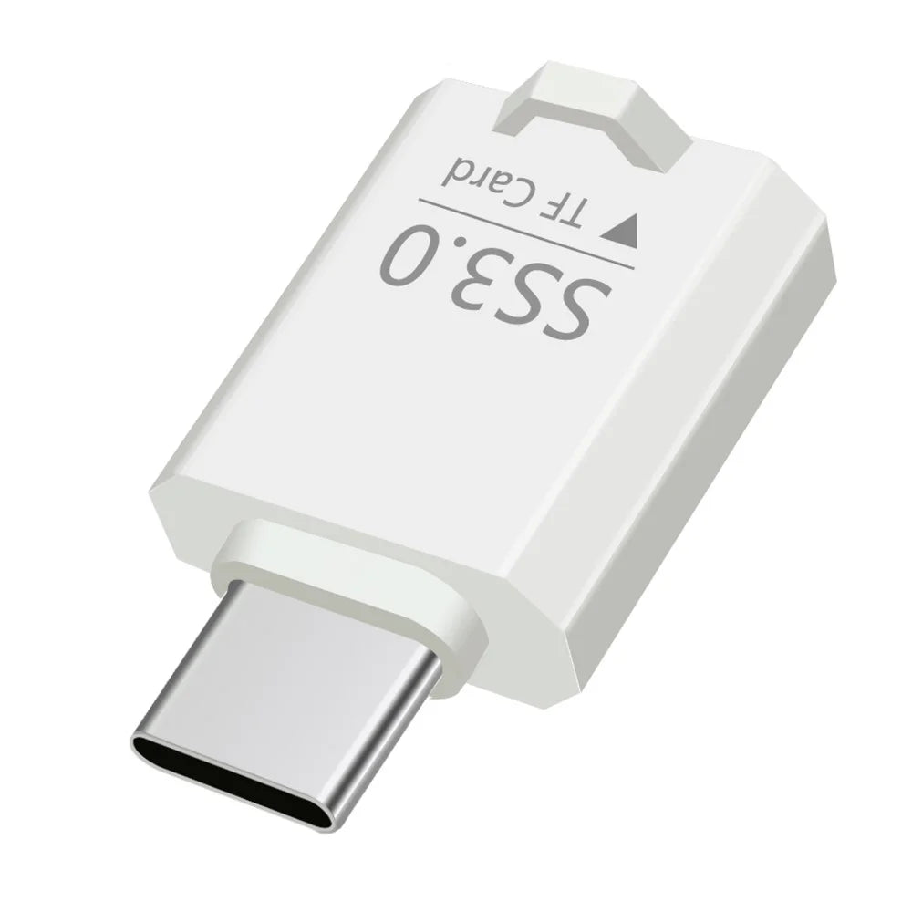 SS3.0 USB-C TF Card Reader Mini Type-C to MicroSD High Speed 3.0 Adapter for Windows  /  MacOS  /  Linux  /  Android  /  iOS - White - 1
