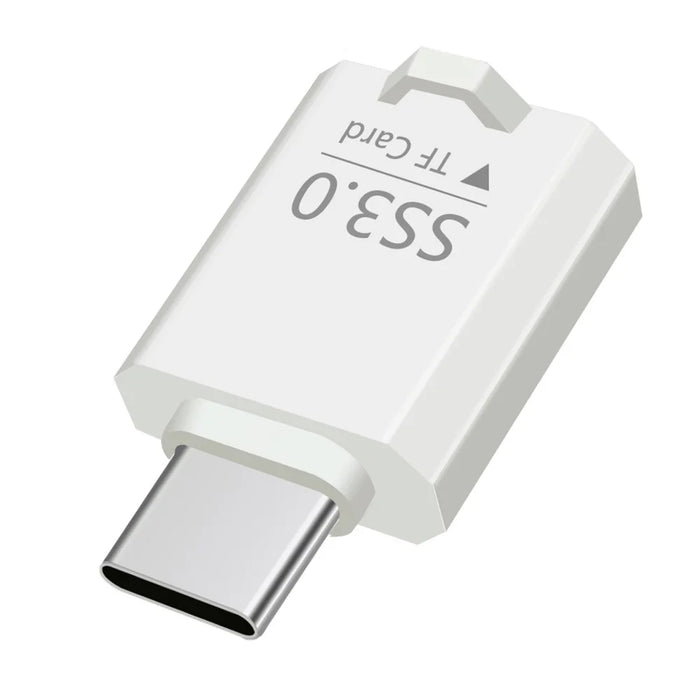 SS3.0 USB-C TF Card Reader Mini Type-C to MicroSD High Speed 3.0 Adapter for Windows  /  MacOS  /  Linux  /  Android  /  iOS - White - 1