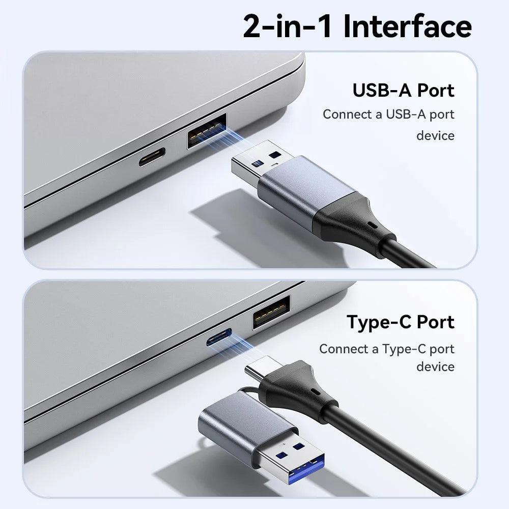 ESSAGER ES-DK04 3.0 2 in 1 Card Reader USB 3.0 5Gbps Type-C USB-A SD TF Card Reader - Dark Grey - 7