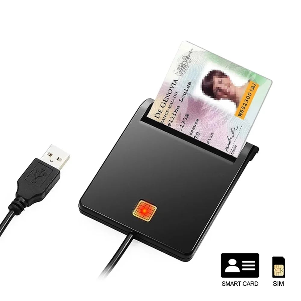 ROCKETEK SCR1 USB 2.0 Smart CAC Card Reader ID SIM Bank Card Adapter - 1