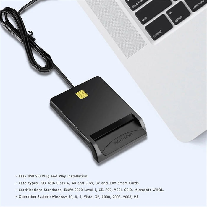 ROCKETEK SCR1 USB 2.0 Smart CAC Card Reader ID SIM Bank Card Adapter - 5