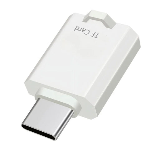 SS2 Portable Type-C to TF Card Reader Adapter with Lanyard Hole for Phone Tablet Computer - White - 1