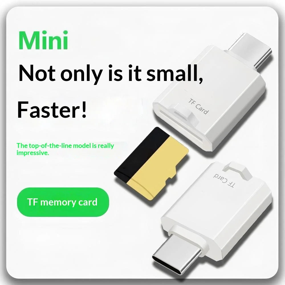 SS2 Portable Type-C to TF Card Reader Adapter with Lanyard Hole for Phone Tablet Computer - White - 5