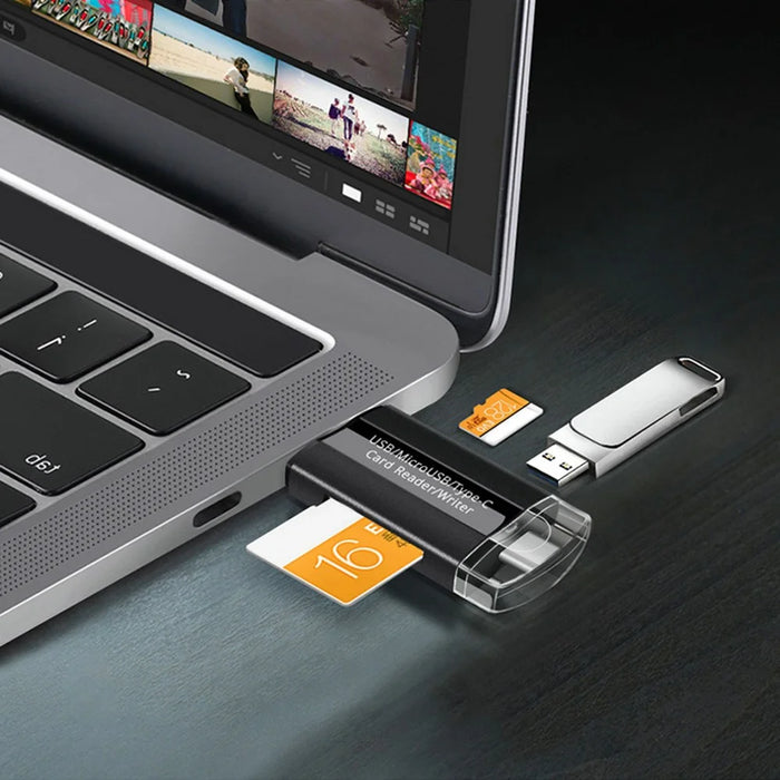 DM-HC45 3-in-1 USB/Micro USB/Type-C TF Memory Card Reader Data Transfer Adapter OTG Hub for Phone Tablet Computer - 3