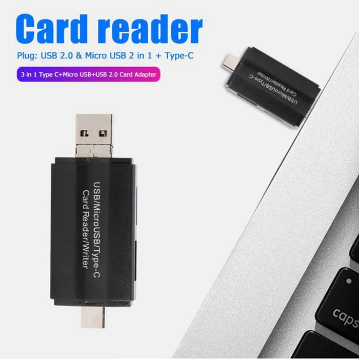 DM-HC45 3-in-1 USB/Micro USB/Type-C TF Memory Card Reader Data Transfer Adapter OTG Hub for Phone Tablet Computer - 4