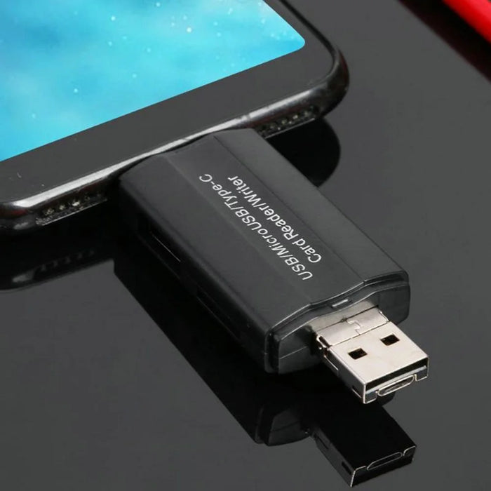 DM-HC45 3-in-1 USB/Micro USB/Type-C TF Memory Card Reader Data Transfer Adapter OTG Hub for Phone Tablet Computer - 6