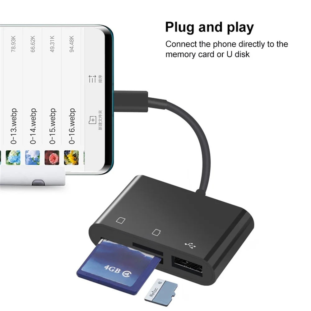 D-138 Micro USB 3 in 1 Multi-function Card Reader TF Card/Memory Card High Speed Adapter - 4
