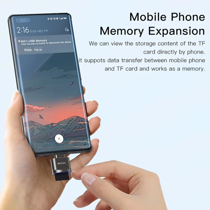 YESIDO GS19 Type-C Plug TF Memory Card Reader Android Phone Data Transfer OTG Adapter - 4