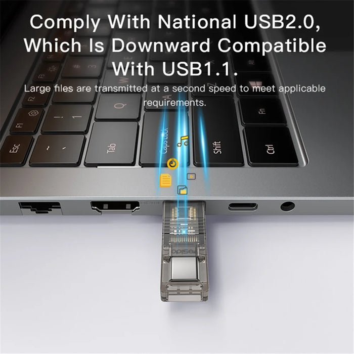 YESIDO GS21 2-in-1 Type-C/USB Plug TF Memory Card Reader Data Transfer Adapter for Laptop Android Phone - 4