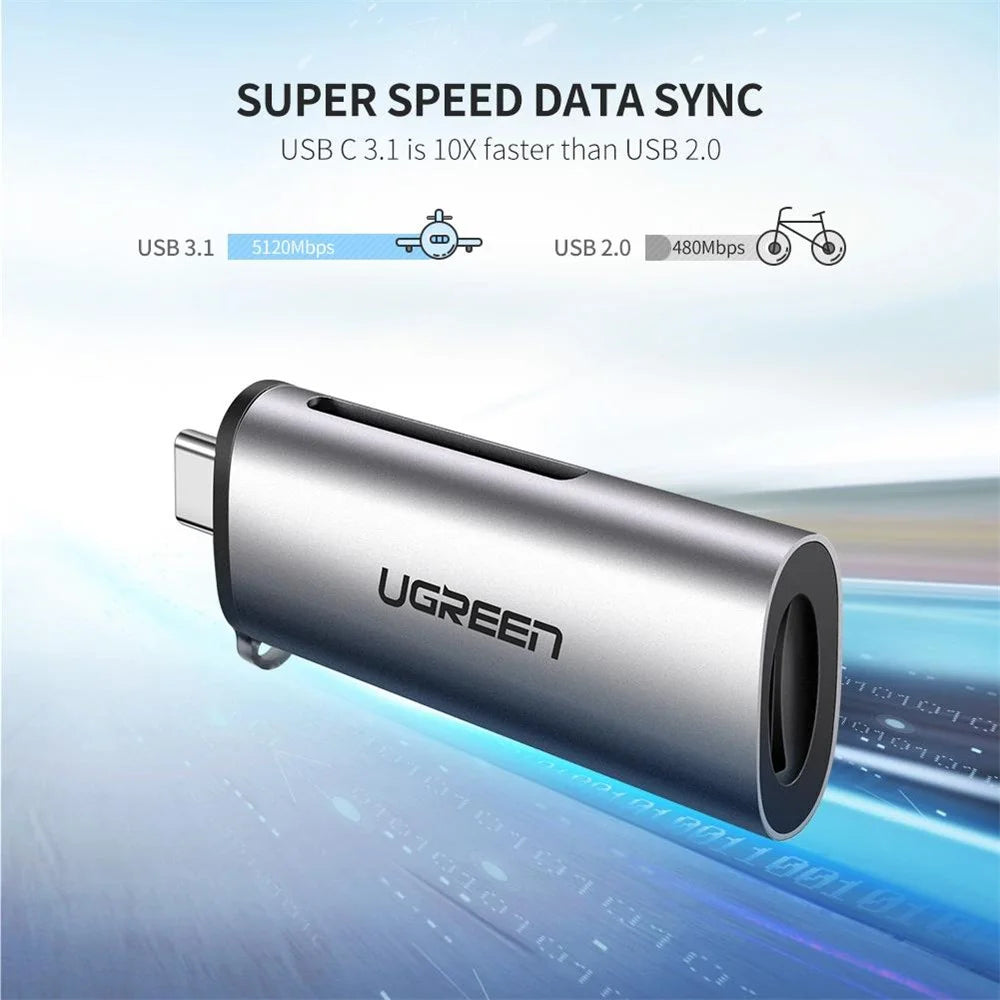 UGREEN 50704 Multi-Functional Type-C Card Reader Support Reading 2 Cards Simultaneously Plug and Play - 5