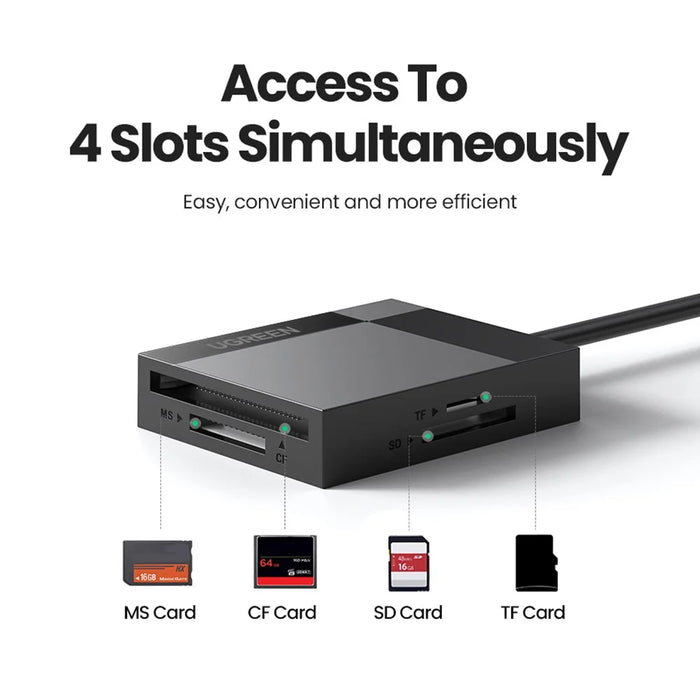 UGREEN 30229 4-in-1 USB 3.0 to for SD/Micro SD/TF/CF/MS Compact Smart Memory Card Reader for PCs/Laptops - 5