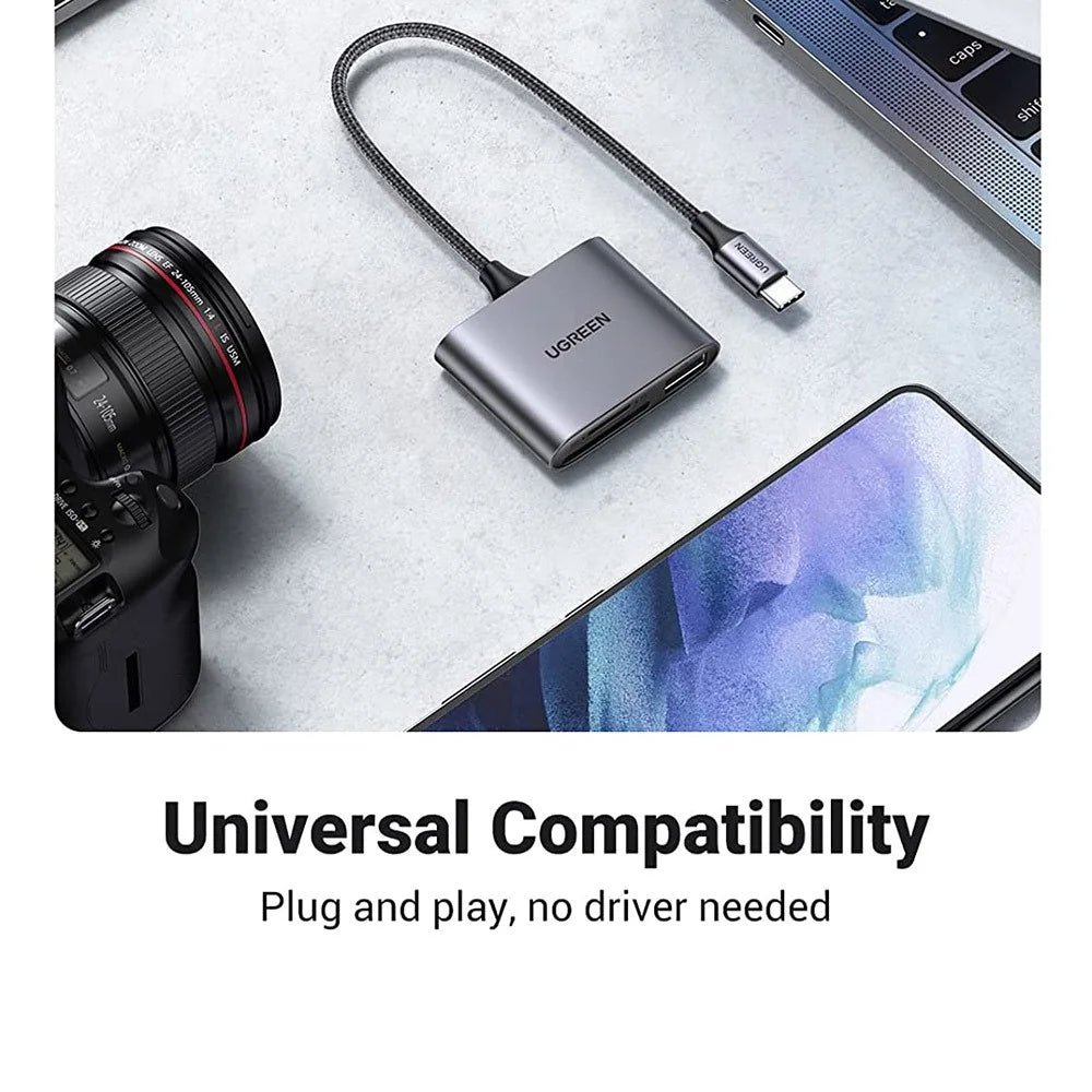 UGREEN 3 in 1 Type C to TF Card Reader USB 2.0 Adapter for Mac OS/Windows/Linux/Android - 2