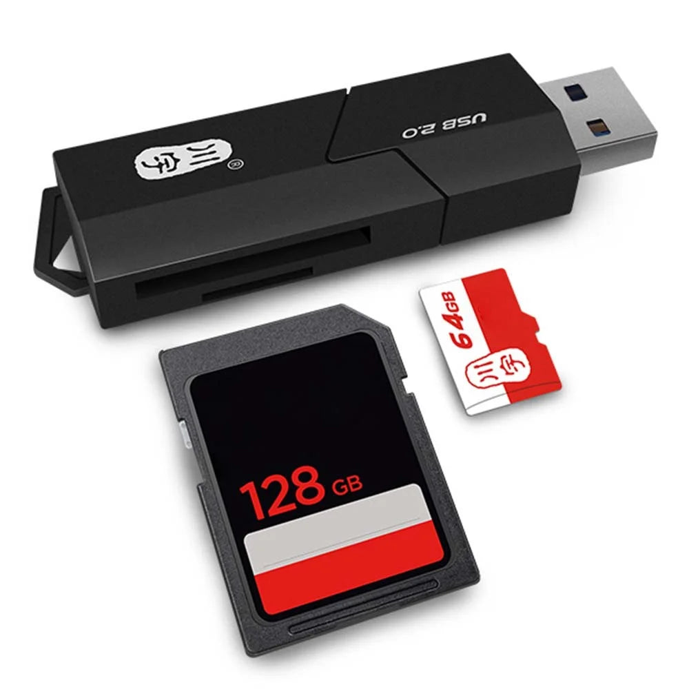 KAWAU C295 2 in 1 USB 2.0 MicroSD Card Reader with SD Slot Supports Up to 64GB Adapter (with Slide Cover) - 4