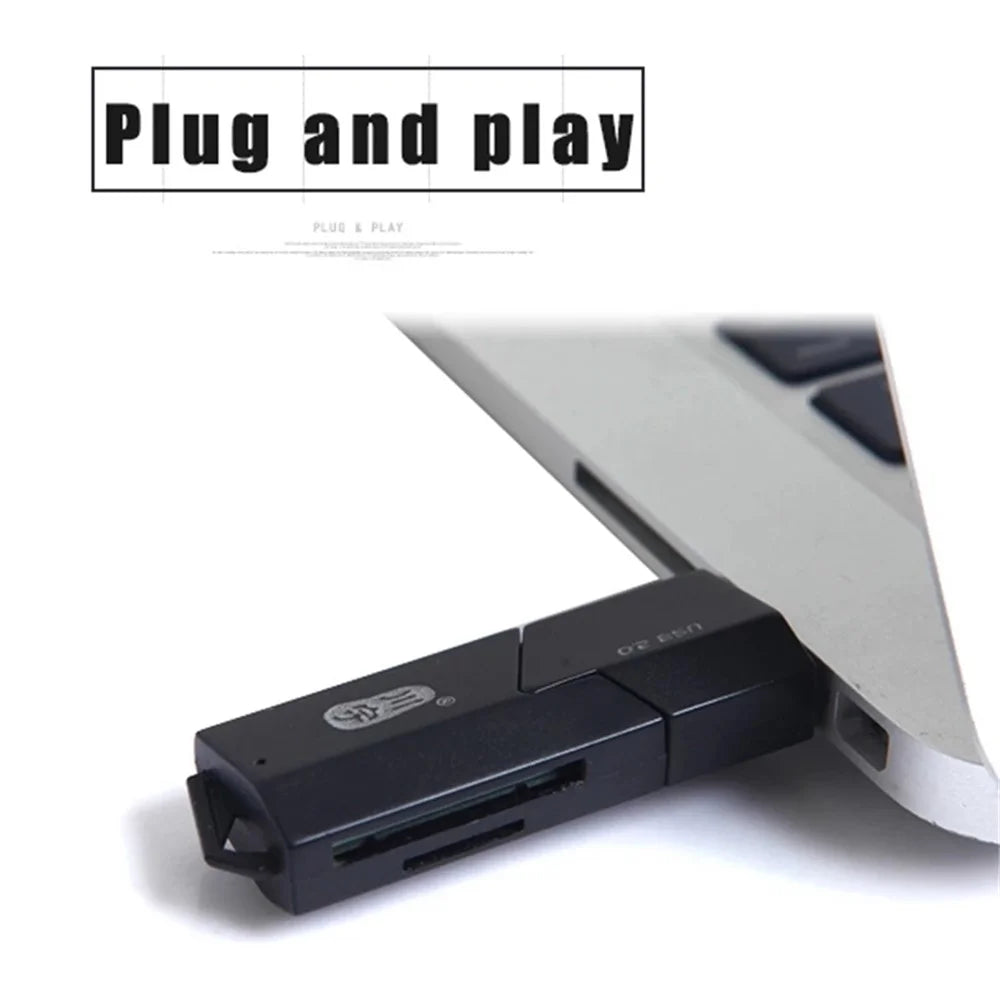 KAWAU C295 2 in 1 USB 2.0 MicroSD Card Reader with SD Slot Supports Up to 64GB Adapter (with Slide Cover) - 5
