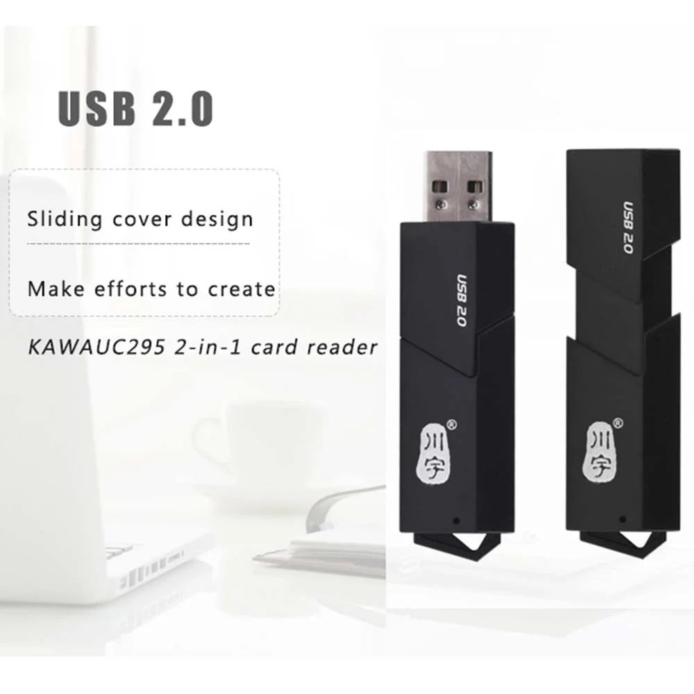 KAWAU C295 2 in 1 USB 2.0 MicroSD Card Reader with SD Slot Supports Up to 64GB Adapter (with Slide Cover) - 6