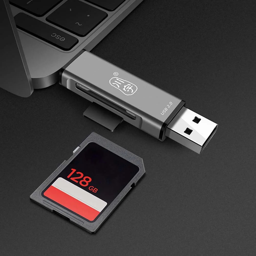 KAWAU C256Q Type-C+USB for SD TF Memory Card Reader Aluminum Alloy OTG Phone Adapter - 2