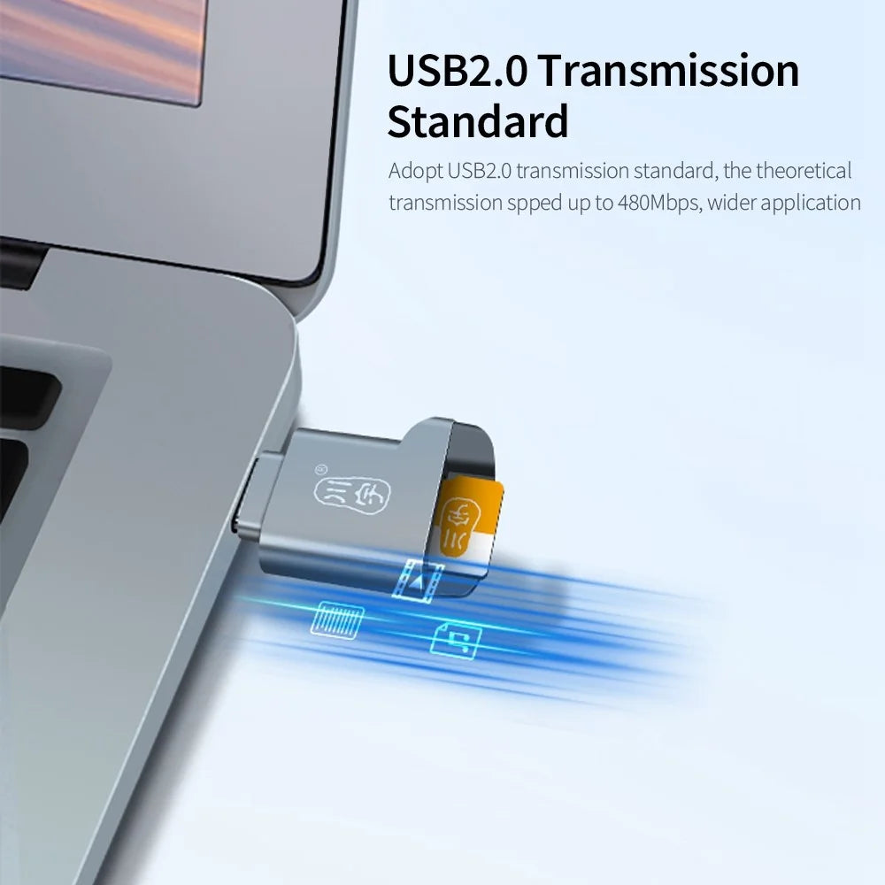 KAWAU C271 USB 2.0 Type-C 480Mbps TF Card Reader Laptop Tablet Phone Memory Card Reader - 4
