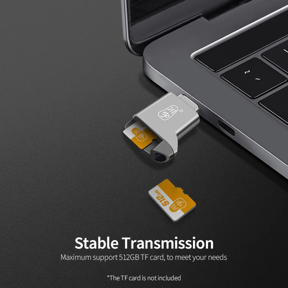 KAWAU C271 USB 2.0 Type-C 480Mbps TF Card Reader Laptop Tablet Phone Memory Card Reader - 7