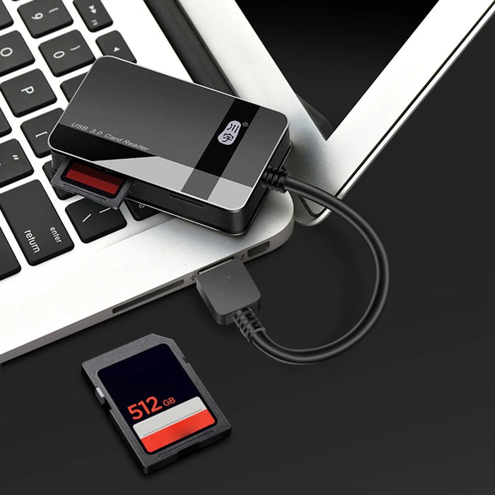 KAWAU C368 USB 3.0 5Gbps High Speed Memory Card Reader for SD / CF / TF / MS Card Reader - 5