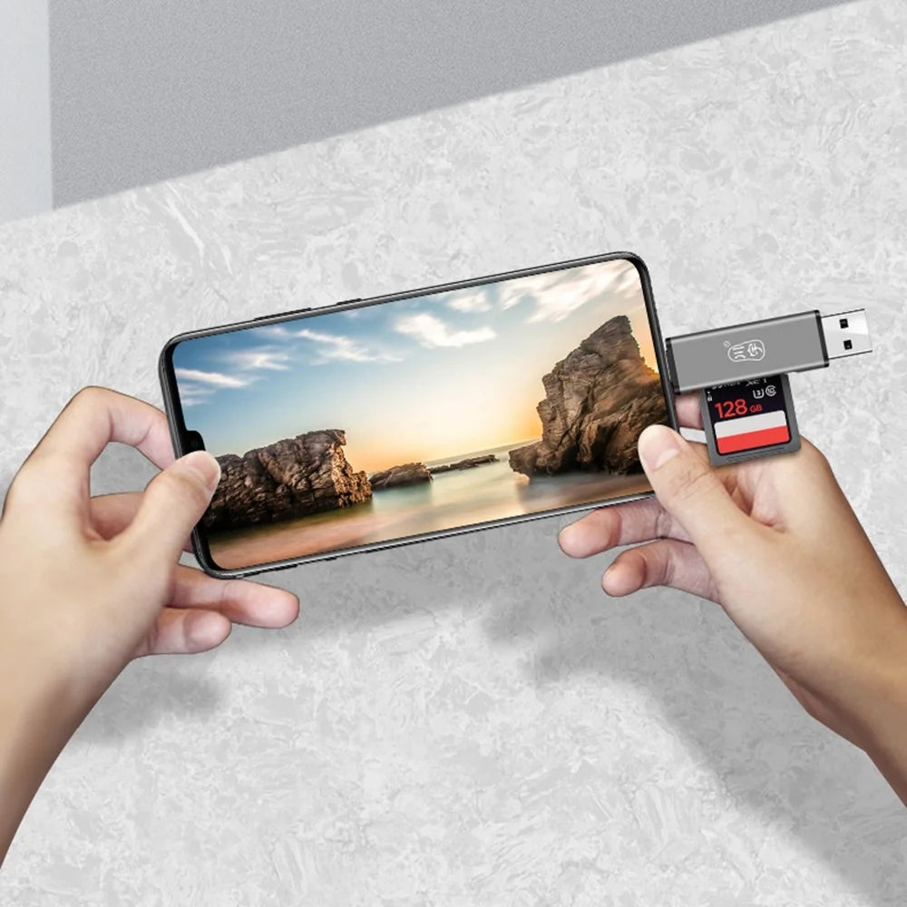 KAWAU C350Q USB3.0+Type-C Mobile Phone OTG 5Gbps Card Reader Portable Mini Aluminum Alloy Card Reader with SD / TF Card Ports - 5