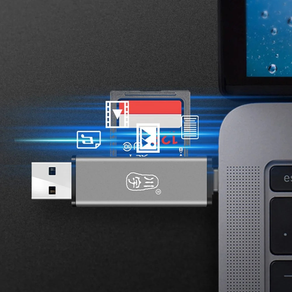 KAWAU C350Q USB3.0+Type-C Mobile Phone OTG 5Gbps Card Reader Portable Mini Aluminum Alloy Card Reader with SD / TF Card Ports - 6