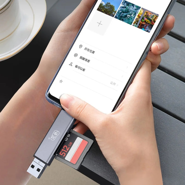 KAWAU C350TL USB3.0+Type-C+Lightning Card Reader Portable Cell Phone OTG Card Reader with TF / SD Interface - 6