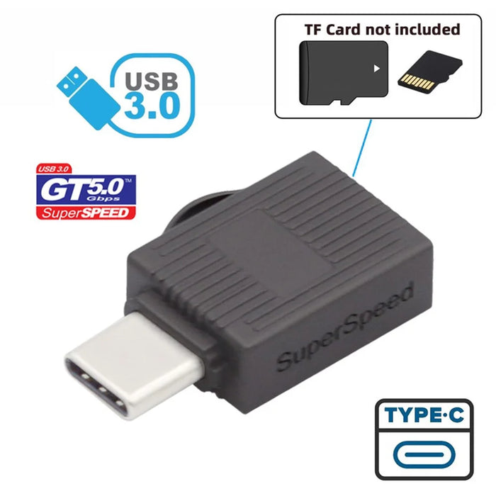 UC-137 USB3.0 Type-C Plug TF Memory Card Reader High Speed Phone Table Laptop Data Transfer Adapter - 2