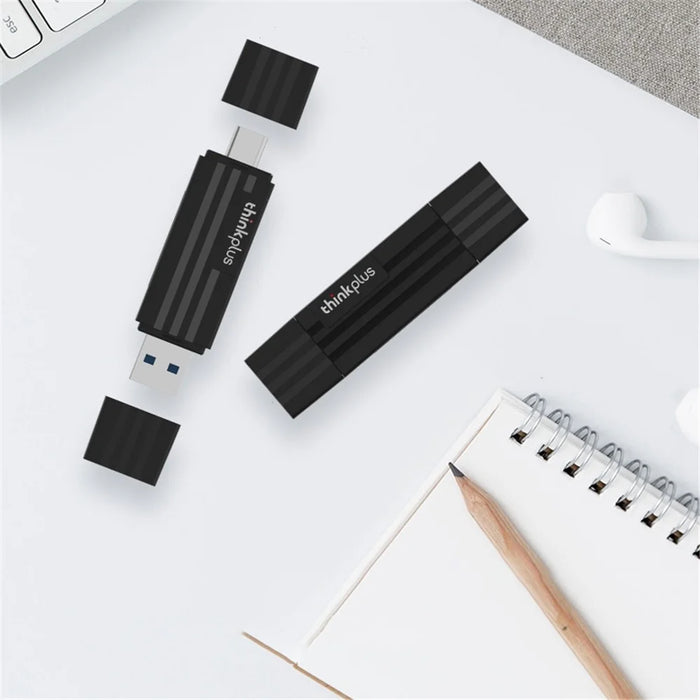 LENOVO Thinkplus TC101 2-In-1 Design USB 3.0+Type C Portable Card Reader for SD TF MicroSD Compatible with Computer / Laptop PC / Smart Phone / Tablet - 3