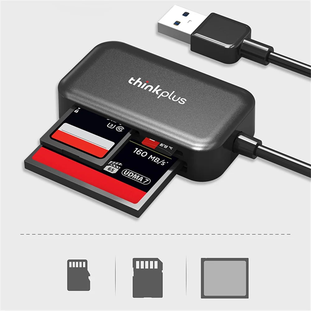 LENOVO Thinkplus USB3.0 3-in-1 Multifunction Card Reader 5Gbps Transmission CF / TF / SD Card Reader - 2