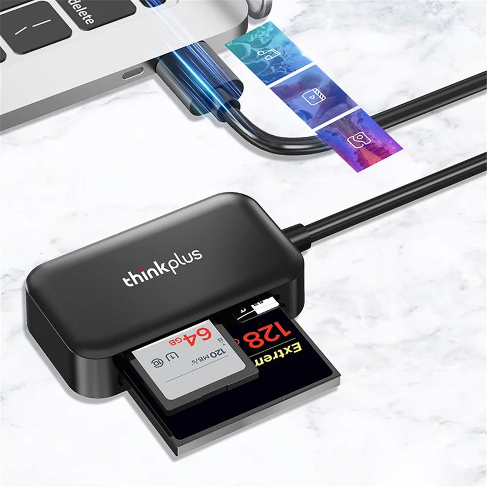 LENOVO Thinkplus USB3.0 3-in-1 Multifunction Card Reader 5Gbps Transmission CF / TF / SD Card Reader - 3