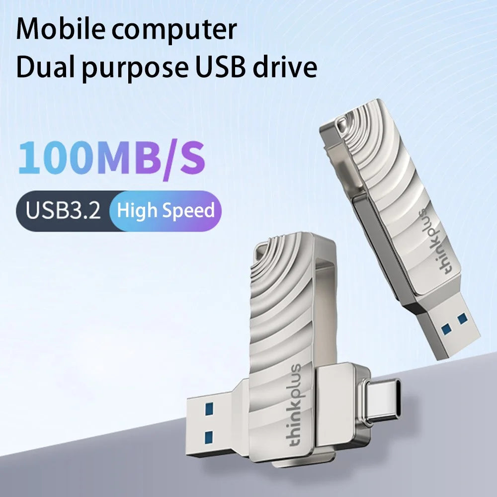 LENOVO THINKPLUS MU232 32GB for iPhone 15 Series USB+Type-C Data Storage Thumb Stick Rotating Design High-speed USB 3.2 Flash Drive - 2