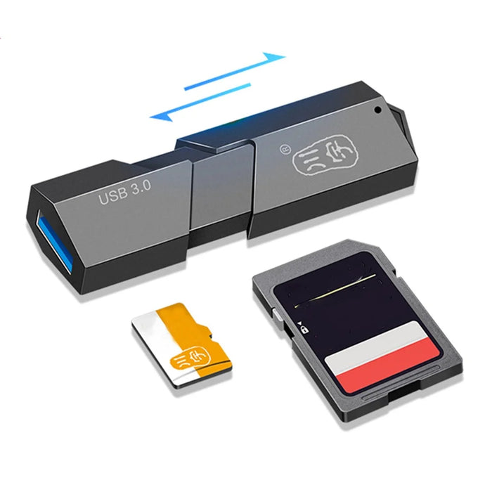 KAWAU C307 Mini Portable USB3.0 Card Reader SD+TF 2-in-1 Card Reader with Cover / Single Drive Letter - 2