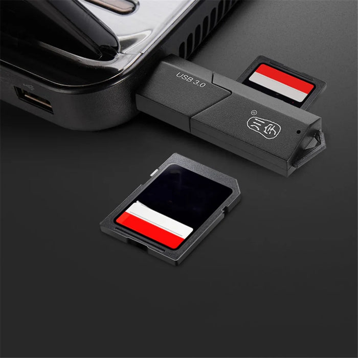 KAWAU C307 Mini Portable USB3.0 Card Reader SD+TF 2-in-1 Card Reader with Cover / Single Drive Letter - 4