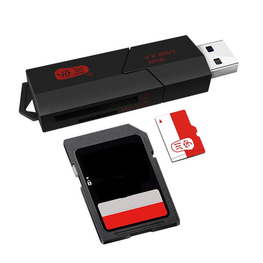 KAWAU C307DUO 2-In-1 USB 3.0 to Memory Card Reader USB Adapter for SD / SDHC / SDXC / TF Cards - 1