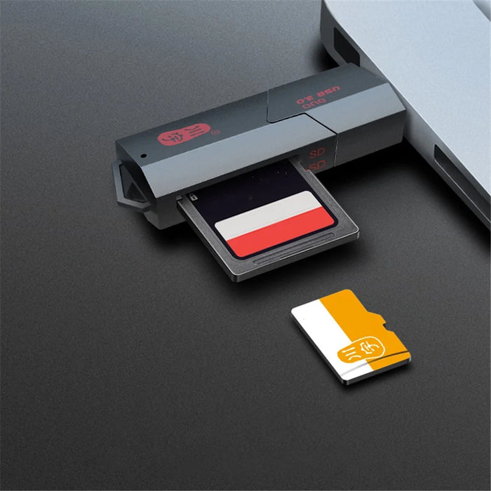 KAWAU C307DUO 2-In-1 USB 3.0 to Memory Card Reader USB Adapter for SD / SDHC / SDXC / TF Cards - 3