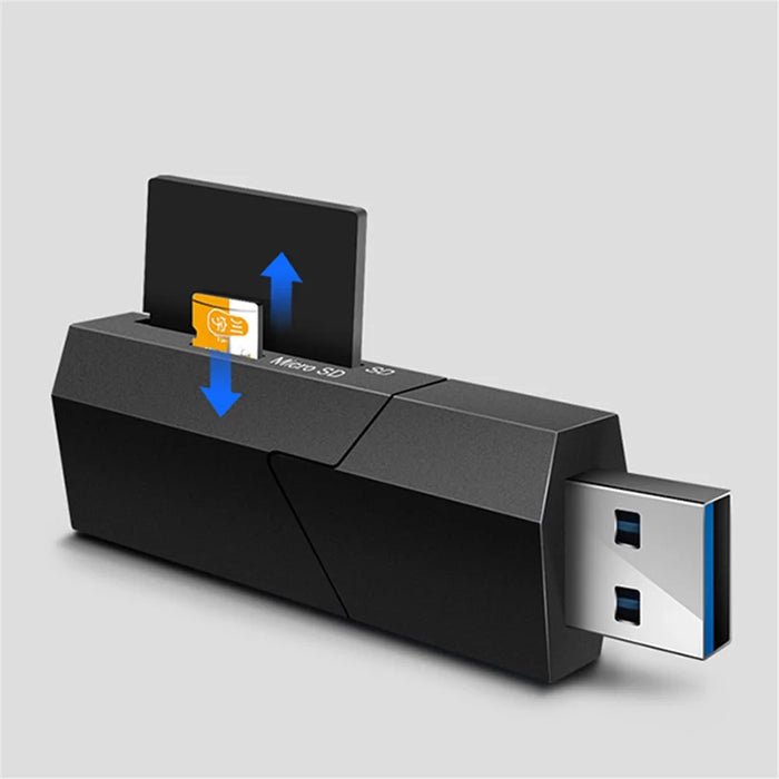 KAWAU C307DUO 2-In-1 USB 3.0 to Memory Card Reader USB Adapter for SD / SDHC / SDXC / TF Cards - 4