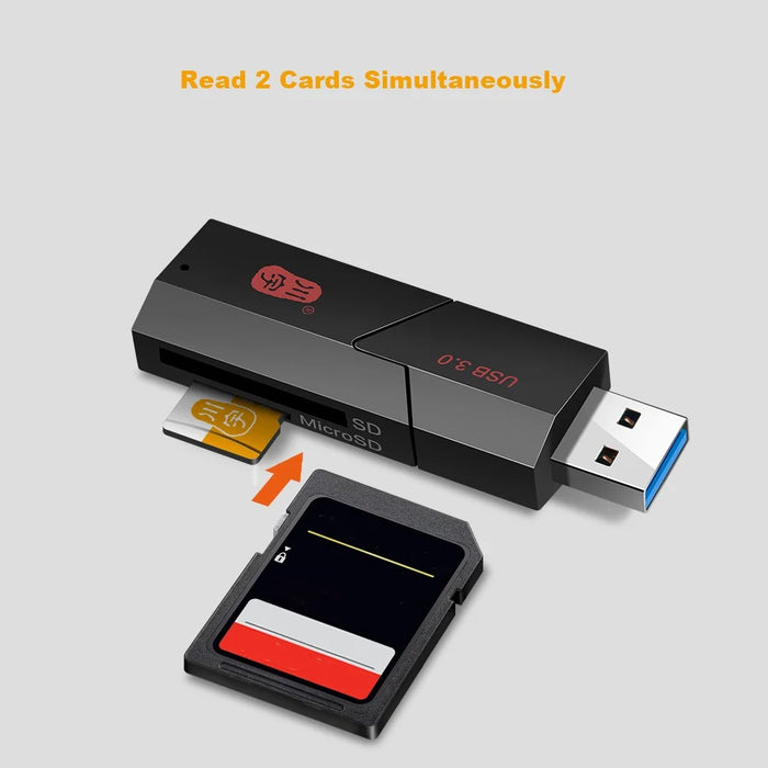 KAWAU C307DUO 2-In-1 USB 3.0 to Memory Card Reader USB Adapter for SD / SDHC / SDXC / TF Cards - 6