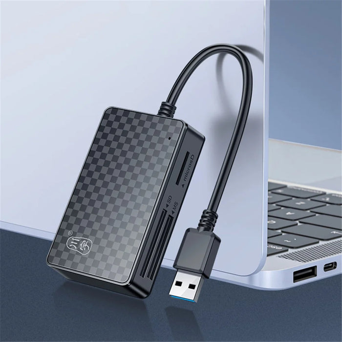 KAWAU C366 USB3.0 Card Reader Multi-Port CF / TF / SD / MS Card Reader with 15cm Cable (Single Drive Letter Display) - 7