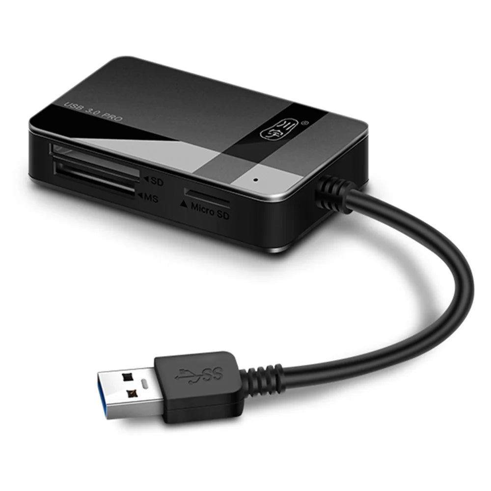 KAWAU C369DUO USB3.0 Card Reader Adapter Support CF / TF / SD / MS Portable 4-in-1 Cabled Card Reader - 1