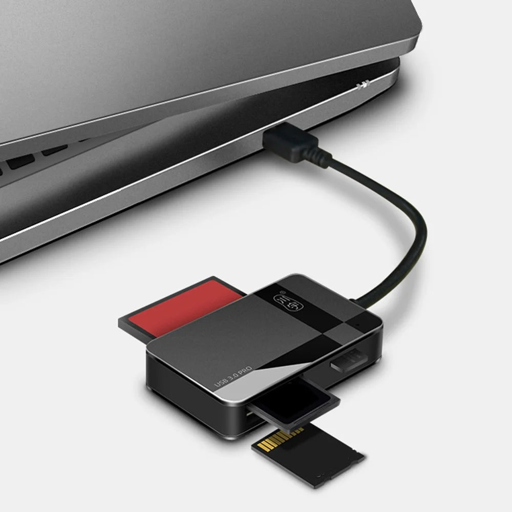 KAWAU C369DUO USB3.0 Card Reader Adapter Support CF / TF / SD / MS Portable 4-in-1 Cabled Card Reader - 5