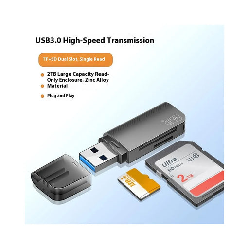 KAWAU C370 USB3.0 SD+TF 2-in-1 Card Reader Portable Mini Metal Card Reader with Single Drive Letter - 2