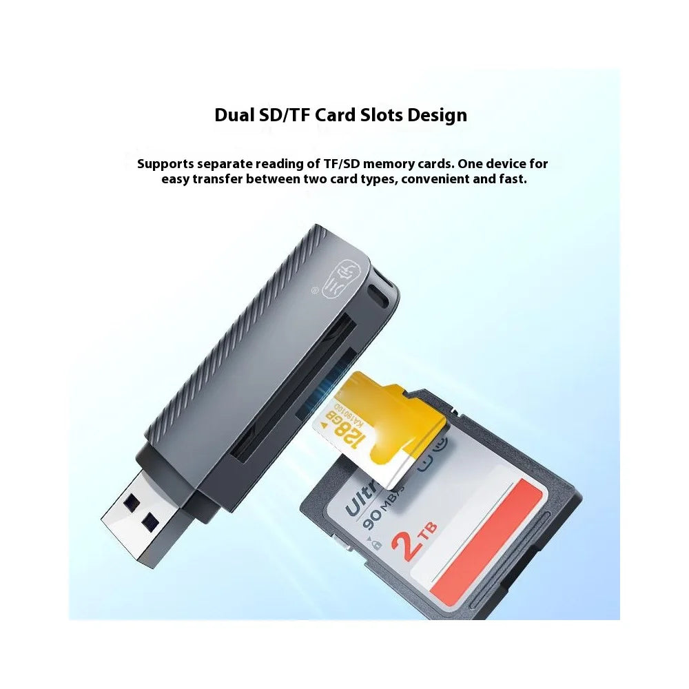 KAWAU C370 USB3.0 SD+TF 2-in-1 Card Reader Portable Mini Metal Card Reader with Single Drive Letter - 4