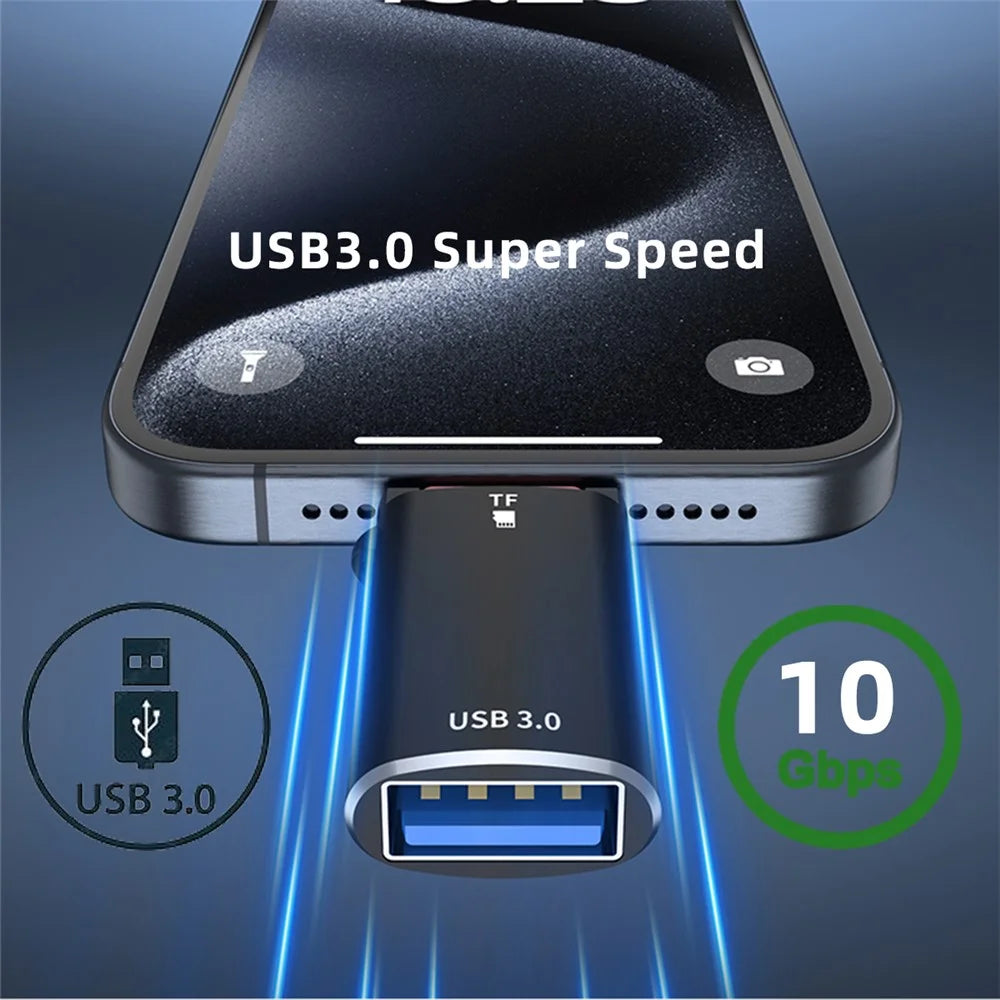 UC-035-TF 10Gbps Type-C to USB 3.0 Female OTG+TF Card Reader Adapter for Laptop Tablet Phone - 3