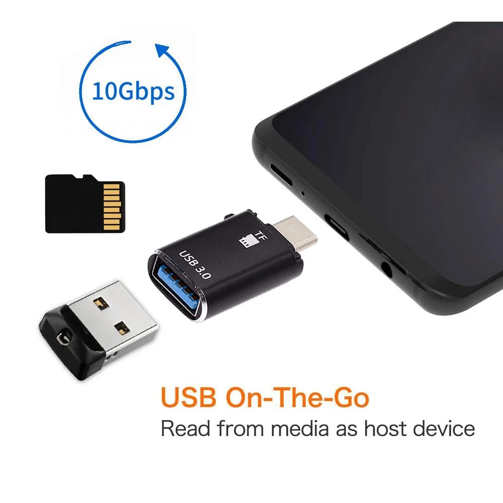 UC-035-TF 10Gbps Type-C to USB 3.0 Female OTG+TF Card Reader Adapter for Laptop Tablet Phone - 5