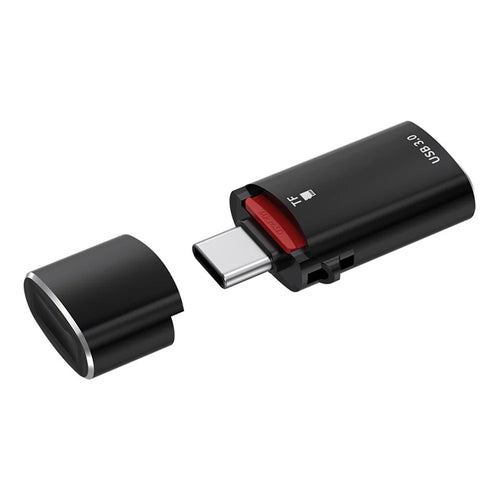 JS-72 High-Speed USB 3.0 Converter Type-C OTG Adapter with TF Card, USB Drive 2-in-1 Card Reader - Black - 1