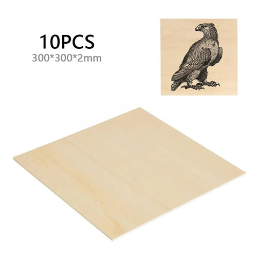 ACMER 10Pcs 300x300x2mm Lightweight Basswood Sheet Plywood for Laser Engraving Cutting - 1